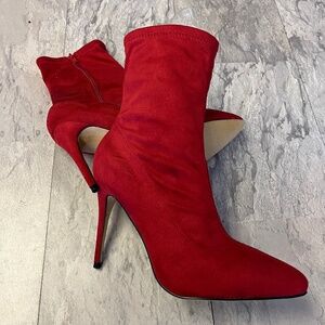 Red Suede high heel Boots